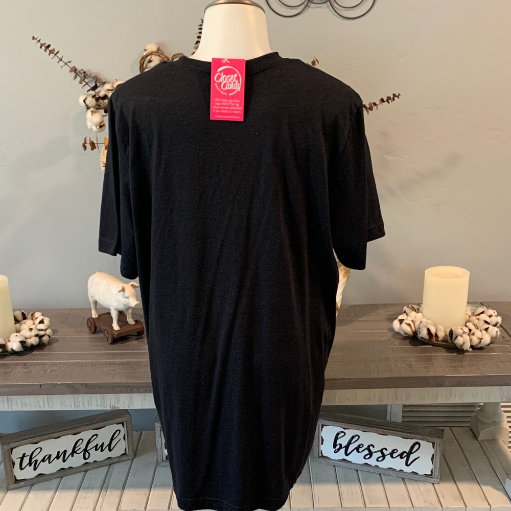 Women's Black Graphic Tee with 'HO LY' Design - Picture 3 of 3